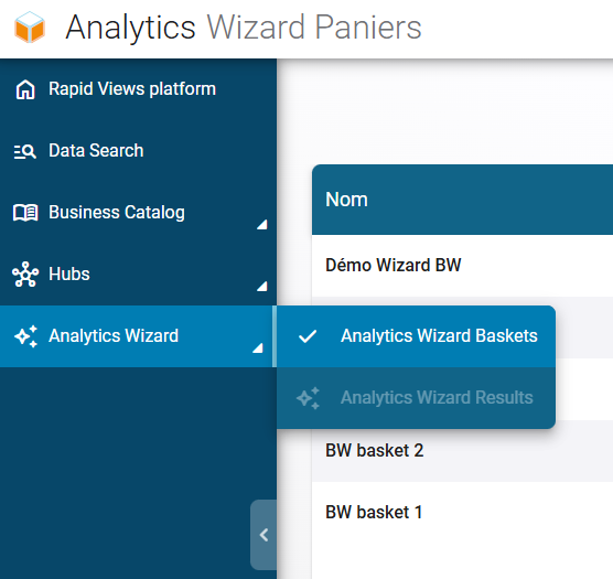 Interface de l'Analytics Wizard de RapidViews permettant la création guidée de rapports et d'analyses personnalisées sur SAP.