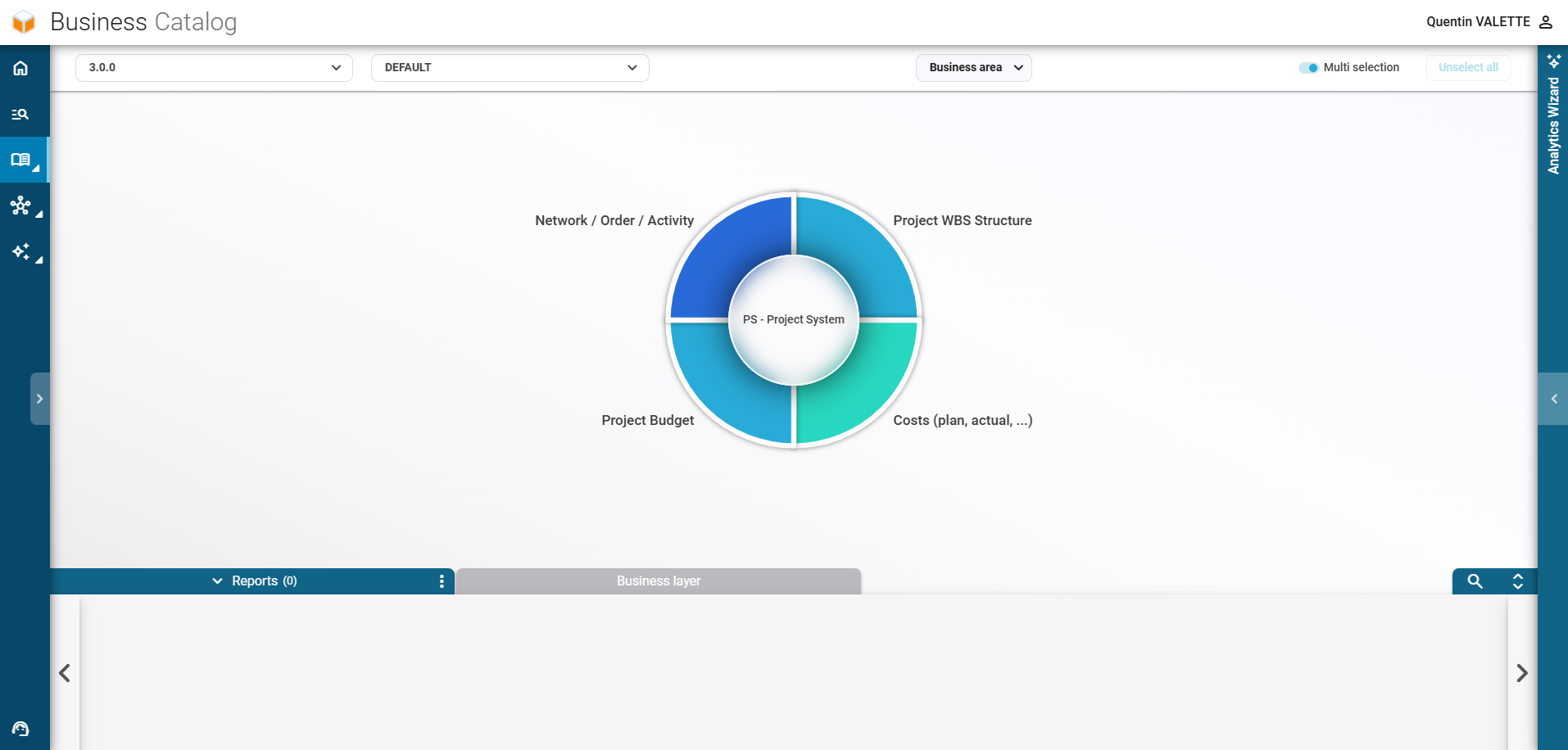 Interface du contenu métier Project System RapidViews, pour la gestion de projets SAP.