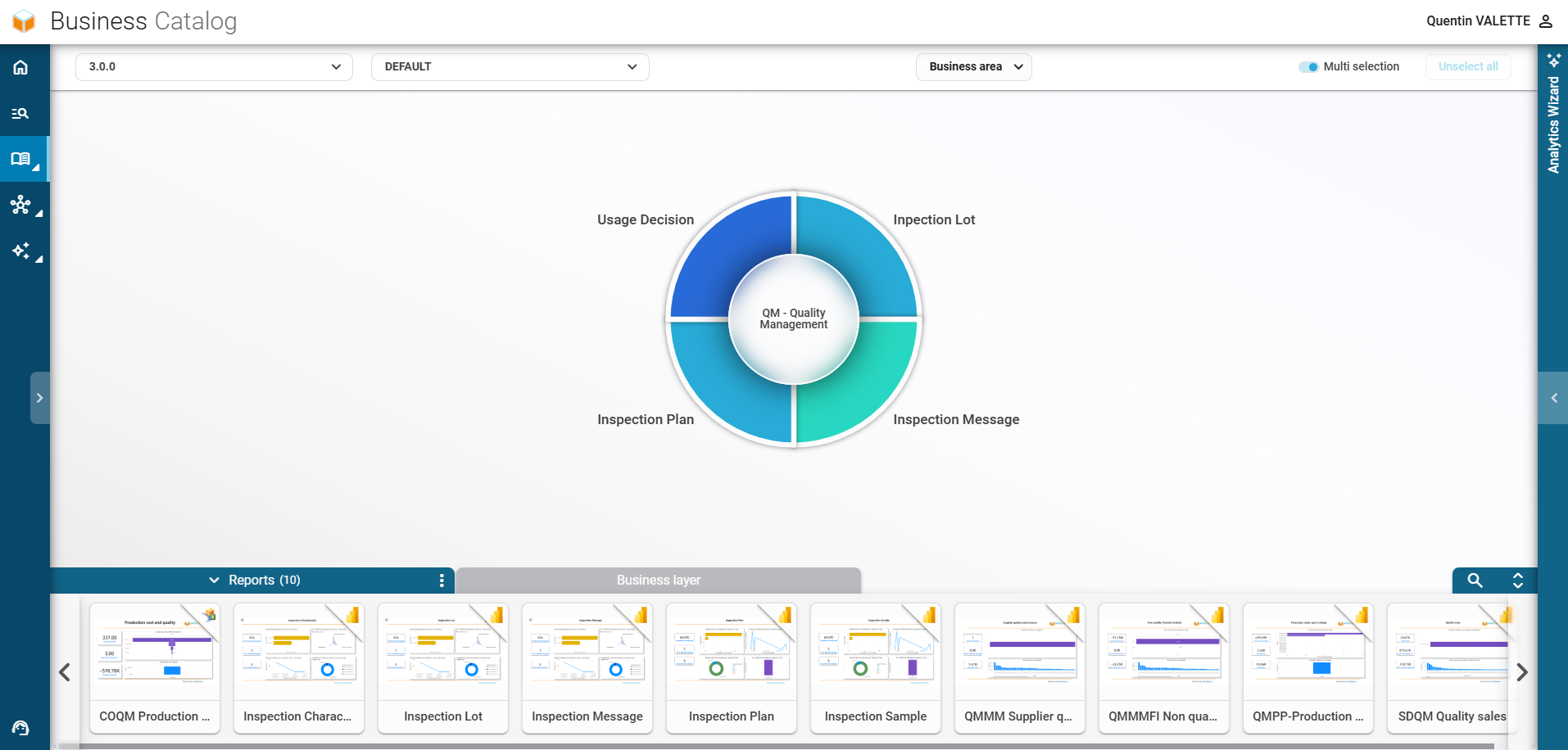 Interface du module Quality Management de RapidViews, dédié au contrôle qualité SAP.